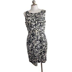 Calvin Klein Size 10  Black/White Cotton Blend Sleeveless Dress 30d